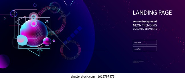 Landing page on a dark background space neon futuristic composition