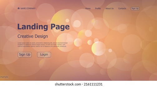 Landing page one page creative bokeh website web page design - Vector illustration