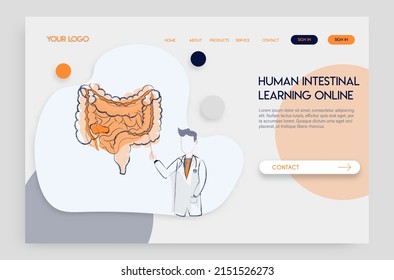 Landing page Online doctor concept. Experts advise Human intestinal system in learning online.