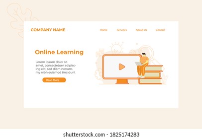 Landing Page Online Learning Concept illustration for Web design, landing page, banner, mobile app, vector flat design