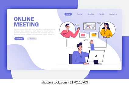 Landing Page Online Meeting Business Meetings Stock Vector (Royalty ...