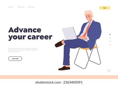 Landing page online service offering training class and business course to advance your career
