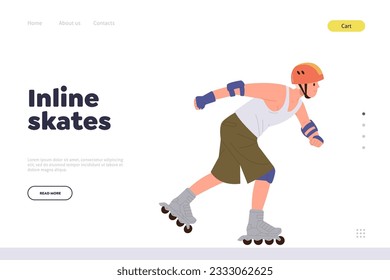 Landing page for online service providing inline skates training for active outdoors recreation