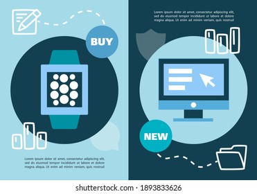 Landing page is open on different devices: laptop, computer, tablet and smartphone. Responsive web design. Flat vector illustration.