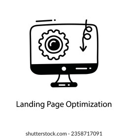 Ilustración de diseño de icono del doodle de optimización de páginas de inicio. Símbolo de marketing en el archivo EPS 10 de fondo blanco