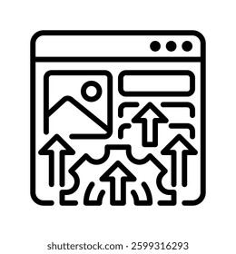 Landing Page Optimization line icon. linear style sign for mobile concept and web design. Outline vector icon. Symbol, logo illustration. Vector graphic