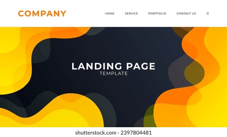 Landing page. Orange waves. Abstract flowing liquid shapes. Background with dynamic vibrant color gradients for website graphic design. Vector illustration.
