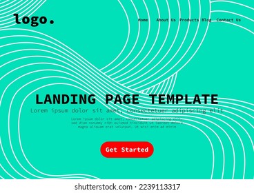 landing page with oriental line striped fluid sphere gradient green background for website UI template business Annual reports, flyer, poster, magazine cover,brochure template friendly use vector EPS.