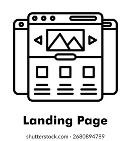 Icono de contorno de página de destino Ilustración vectorial