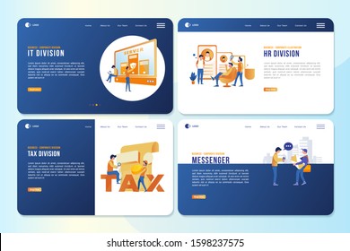 Landing page package with the company's department concept in a webpage template