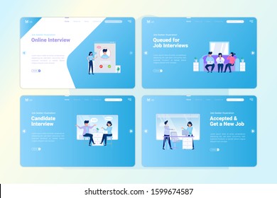 Landing page package with jobseekers and job interviews concepts in a webpage template