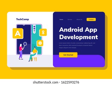 Landing Page People Development Android App Programming Vector Illustration