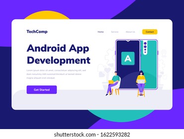 Landing Page People Development Android App Programming Vector Illustration