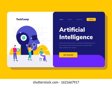 Landing Page People Development Artificial Intelligence Programming Vector Illustration