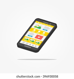 Landing page phone 3D vector illustration. Responsive (adaptive) web design technology 3D creative concept. Friendly user interface landing page isometric graphic design.