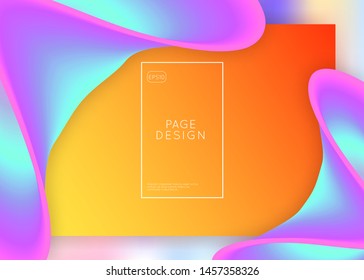 Landing page. Pop ui, banner composition. Holographic 3d backdrop with modern trendy blend. Vivid gradient mesh. Landing page with liquid dynamic elements and fluid shapes.