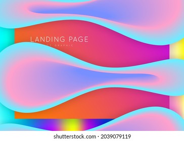 Página de inicio. Pop ui, diseño de sitio web. Fondo holográfico en 3d con moderna combinación de moda. Malla gradiente vívida. Página de aterrizaje con elementos dinámicos líquidos y formas fluidas.