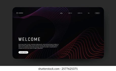 landing page with premium line pattern	