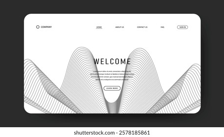 landing page with premium line pattern