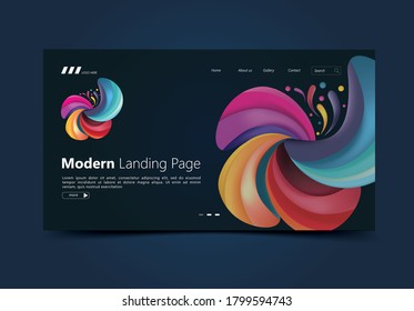 Landing Page Premium Vector With Abstract Colorful Background. Creative Landing Page.