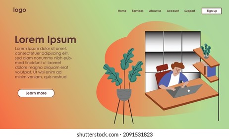 landing page Programming concept, web engineer at work, vector images. Programmer programming web site landing page template. Isometric people, vector design.