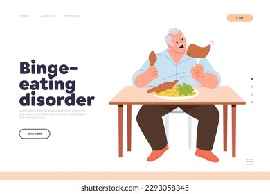 Landing page for psychological online service giving information about binge eating disorder problem