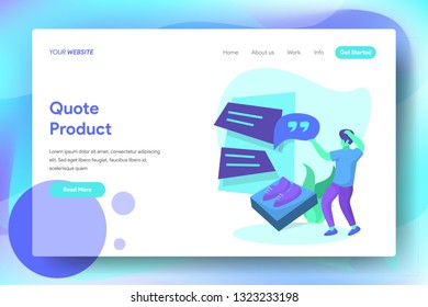 Landing Page Quote product, the concept of a man carrying a chat bubble, can be used for landing pages, web, ui, banners, templates, backgrounds, flayer, posters - Vector