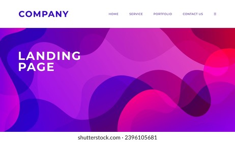 Landing page. Random color waves. Abstract flowing liquid shapes. Background with dynamic vibrant color gradients for website graphic design. Vector illustration.