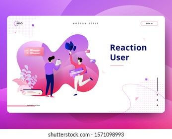 Landing Page Reaction User vector illustration modern concept, can use for Headers of web pages, templates, UI, web, mobile app, posters, banners, flyers, posters.