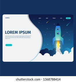 Landing page with rocket concept template