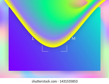 Landing page. Round ui, website frame. Holographic 3d backdrop with modern trendy blend. Vivid gradient mesh. Landing page with liquid dynamic elements and fluid shapes.
