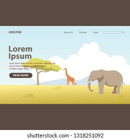Landing Page Savannah Wild Elephant and Giraffe