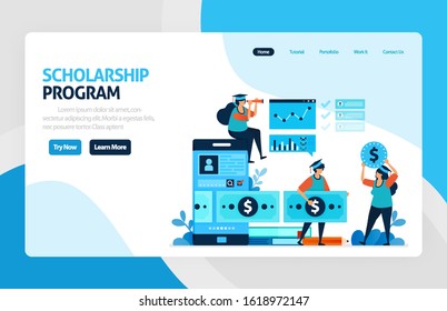 Landing page for scholarship education program, open donations and funding for outstanding student, Low interest loans for educational institutions, tuition fees. for banner, web, website, mobile apps