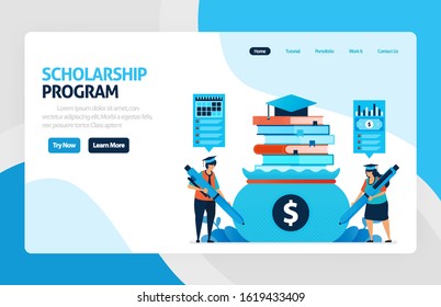 Landing page for scholarship education program, open donations and funding for outstanding student, Low interest loans for educational institutions, tuition fees. for banner, web, website, mobile apps