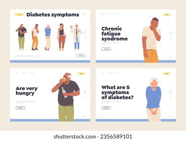 Página de inicio con síntoma de diabetes, síndrome de fatiga crónica y riesgos de trastorno alimentario