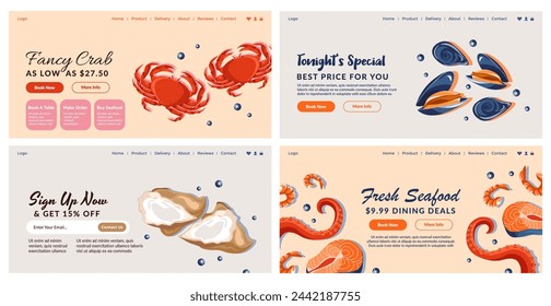 Landing page set for seafood restaurant offer