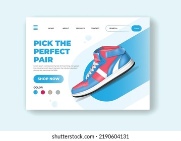 Landing page for shoe sale template. Fashion for sneaker template landing page