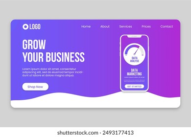 Landing page with smartphone template vector design in eps 10