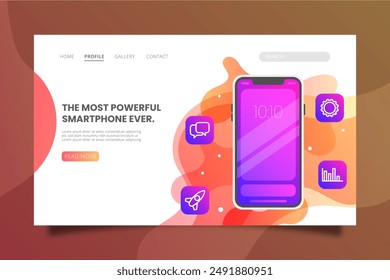 Landing page with smartphone vector design in eps 10