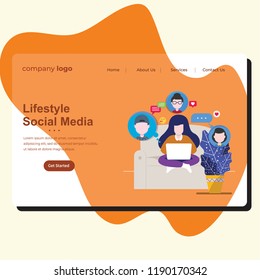 Landing page social media life style concept