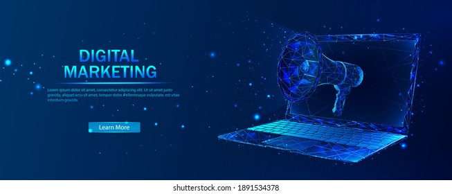 A landing page of a social network with people's characters. The web banner of the online messaging service. The concept of a polygon for advertising materials in social networks. Vector illustration 