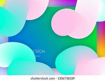 Landing page. Soft interface, banner frame. Vivid gradient mesh. Holographic 3d backdrop with modern trendy blend. Landing page with liquid dynamic elements and fluid shapes.