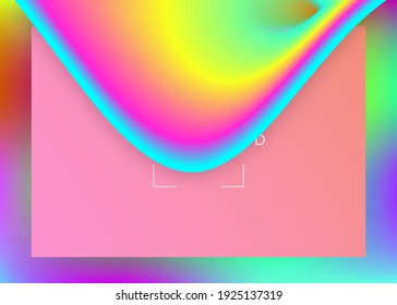 Landing page. Soft mobile, app layout. Vivid gradient mesh. Holographic 3d backdrop with modern trendy blend. Landing page with liquid dynamic elements and fluid shapes.