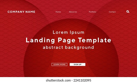 landing page with sphere shape and oriental wave fish scale chinese  template background for website UI template business Annual reports, flyer, poster, magazine cover,brochure template vector EPS.