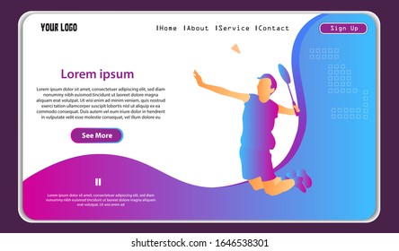 Landing page sport (Badminton Edition) web design vector, for your web, online shop and more, modern vector illustration and easy for edit