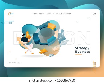 Landing Page Strategy Business vector illustration modern concept, can use for Headers of web pages, templates, UI, web, mobile app, posters, banners, flyers, posters.