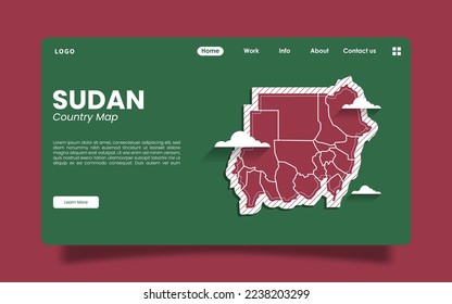 Landing Page - Sudan Country Vector Map, High Detailed Illustration With Area Border. Sudan is a country in Africa.