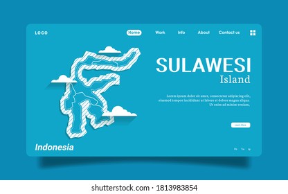 Landing Page - Sulawesi island vector map , High detailed illustration. Sulawesi island, part of Indonesia, country in Asia.