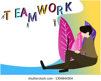 Landing page team work template Creative process. Modern flat design concept web page design for website and mobile website. Easy edit and customize. Vector illustration