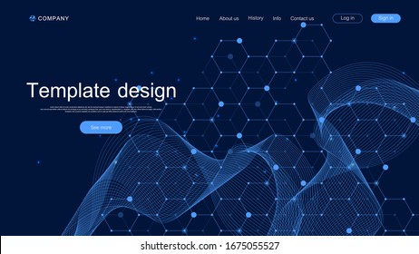 Landing page tech background with abstract circuit board textures. Geometric abstract background with lines circuit board . Website template design. Vector illustration